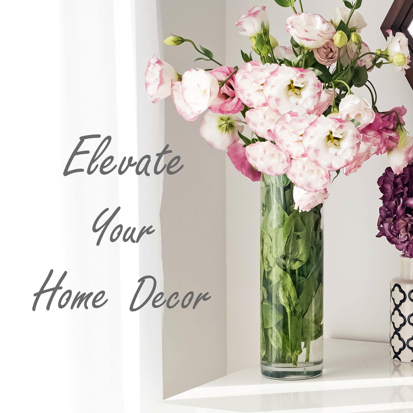8 PCS Clear Glass Cylinder Vase D-6" H-12"