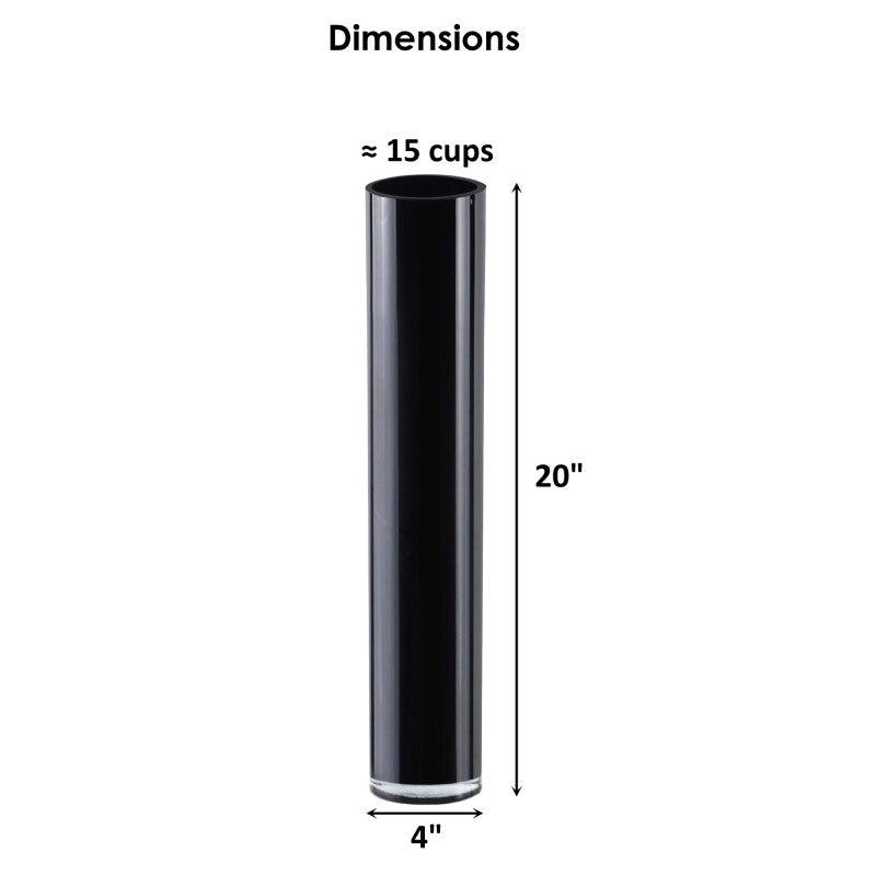 6 PCS Black Glass Cylinder Vase D-4" H-20"