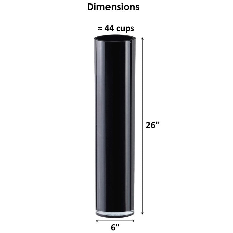 4 PCS Black Glass Cylinder Vase D-6" H-26"