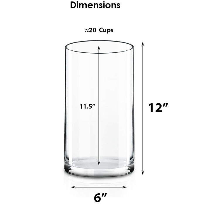 8 PCS Clear Glass Cylinder Vase D-6" H-12"