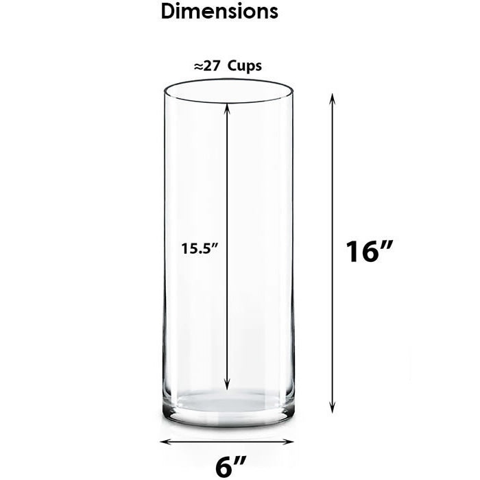 4 PCS Clear Glass Cylinder Vase D-6" H-16"