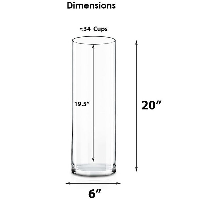 4 PCS Clear Glass Cylinder Vase D-6" H-20"