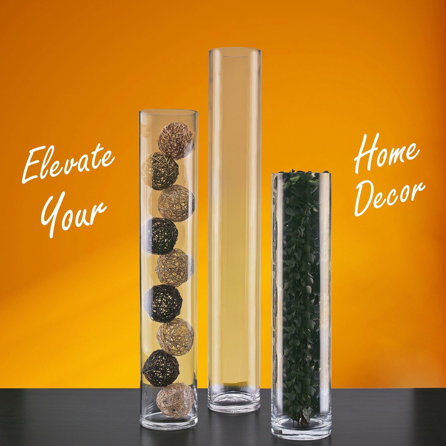 4 PCS Clear Glass Cylinder Vase D-6" H-32"