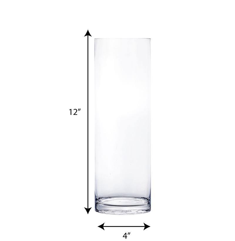 12 PCS Clear Glass Cylinder Vase D-4" H-12"