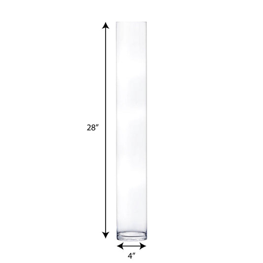 12 PCS Clear Glass Cylinder Vase D-4" H-28"