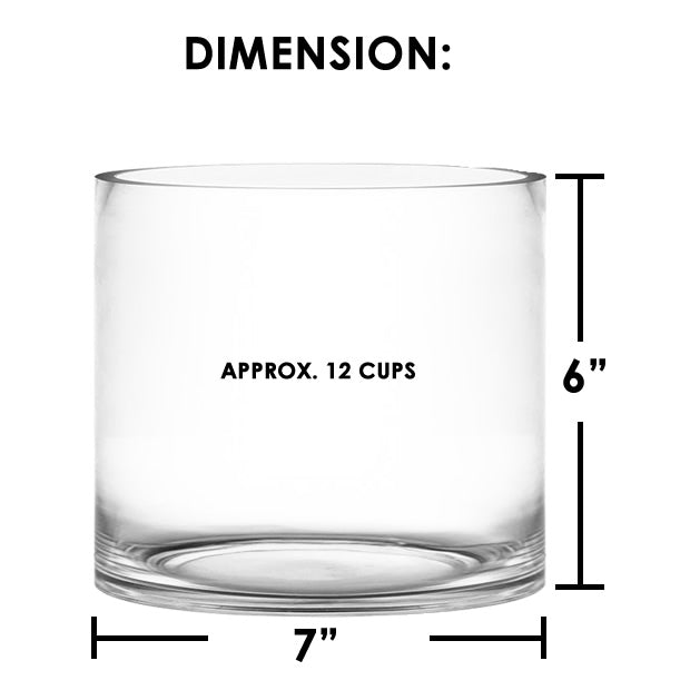 8 PCS Clear Glass Cylinder Vase D-7" H-6"
