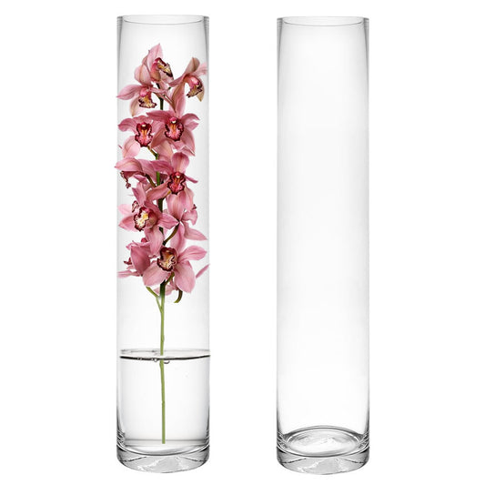 12 PCS Clear Glass Cylinder Vase D-4" H-20"
