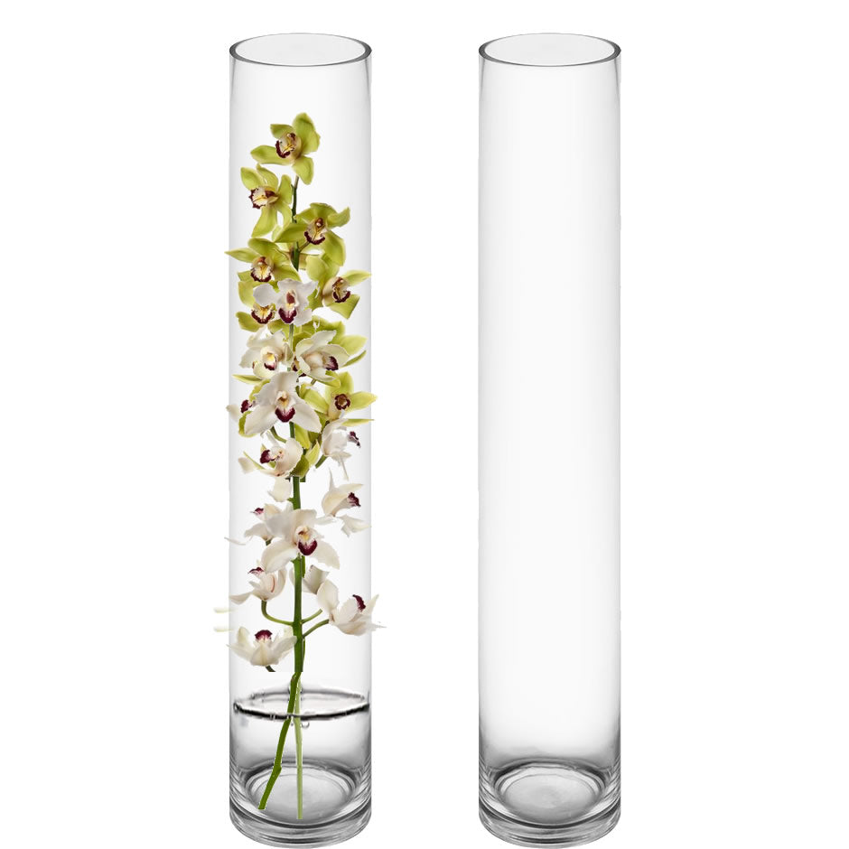 12 PCS Clear Glass Cylinder Vase D-4" H-24"