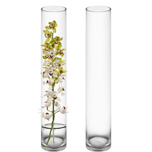 12 PCS Clear Glass Cylinder Vase D-4" H-24"