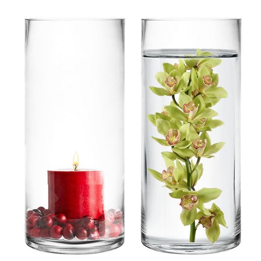 12 PCS Clear Glass Cylinder Vase D-4" H-9"