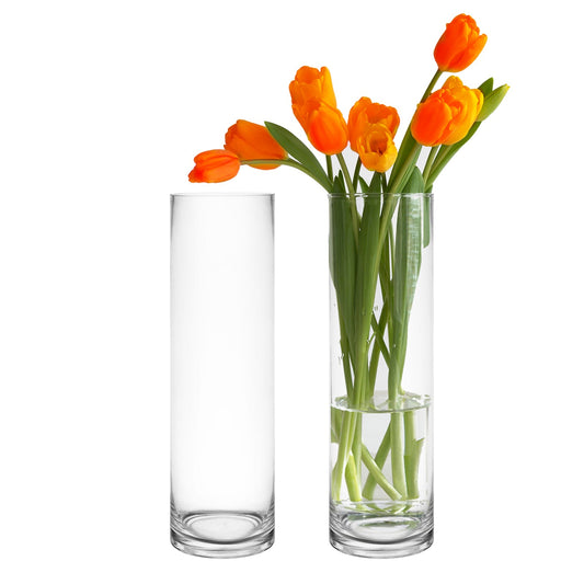 12 PCS Clear Glass Cylinder Vase D-4" H-16"