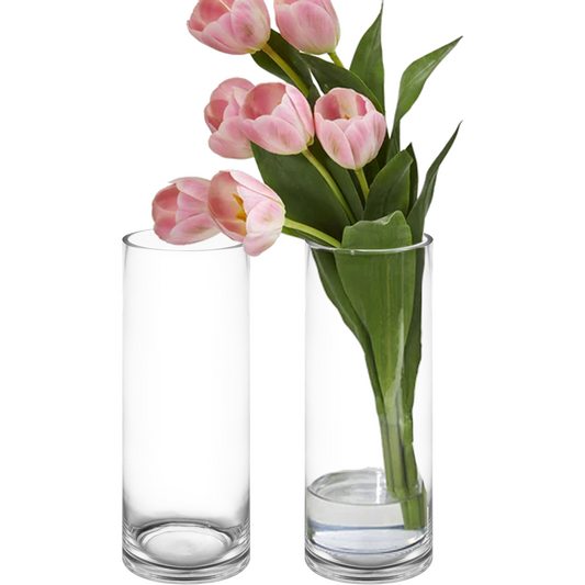 12 PCS Clear Glass Cylinder Vase D-5" H-14"