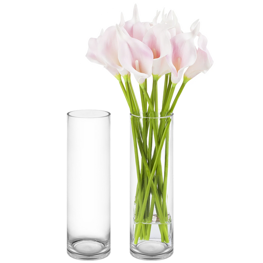 12 PCS Clear Glass Cylinder Vase D-5" H-18"