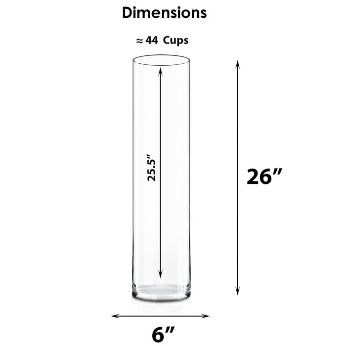 4 PCS Clear Glass Cylinder Vase D-6" H-26"