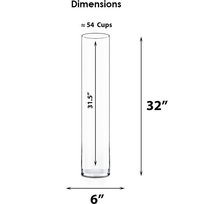 4 PCS Clear Glass Cylinder Vase D-6" H-32"