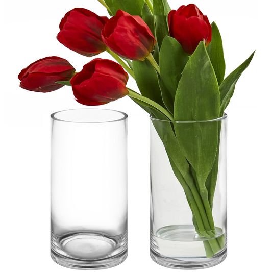 12 PCS Clear Glass Cylinder Vase D-5" H-10"