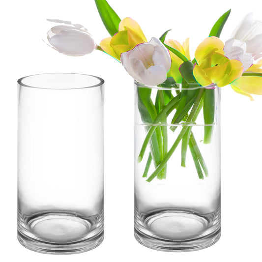 12 PCS Clear Glass Cylinder Vase D-5" H-10"